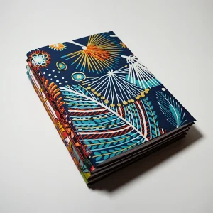Carnet à dessin A5 - Papier peint - Fleurs bleues